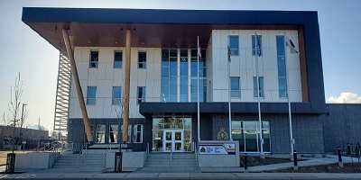 Front view of the new Fort St John RCMP detachment building