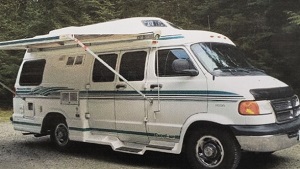 white camper van similar to what Olson drives 