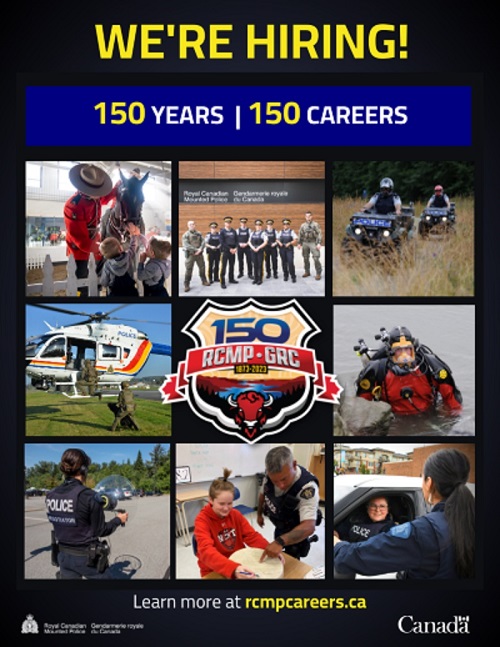 RCMP we're hiring poster 150 years / 150 Careers