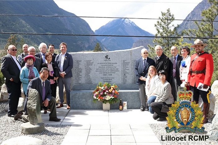 Picture from the East Lillooet Memorial Garden opening celebration. Pictured in the bottom left is the jade rock recently stolen (Lillooet RCMP file 2023-1604).