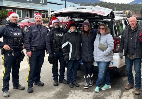 Cst Marc Normand, Cpl Tom Gill, Cst Mike Moore, and from the Arrow Lake Community Services Anne Mickulin, Amy Payne, Stacy Tourand and Tom Lie